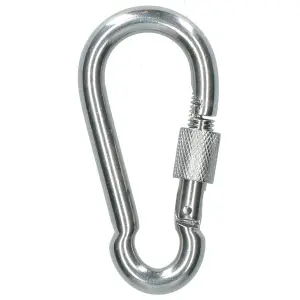 2 x Carabiner Carbine Hook with Screw Gate 8mm MARINE GRADE Stainless Steel