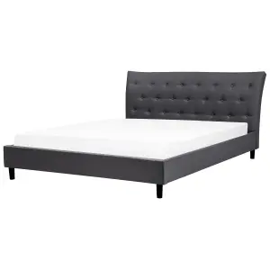 Fabric EU Super King Size Bed Dark Grey SAVERNE