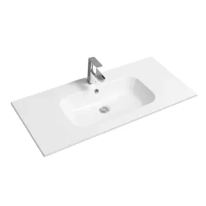 4010 Ceramic 100cm x 45cm Thin-Edge Inset Basin with Oval Bowl