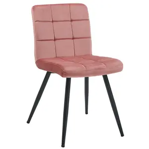 Leann Tufted Velvet Upholstered Back Side Chair (Set of 2) Pink Velvet