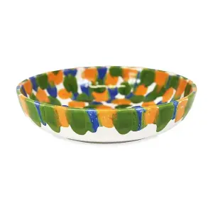 Petalo Hand Painted Ceramic Salad Fruit Bowl 26cm in Blue