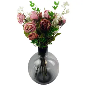 Pack of 6 x 70cm Artificial Dark Pink Rose