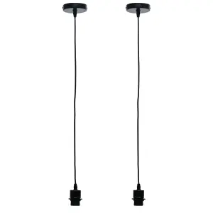 First Choice Lighting Set of 2 Cassidy Black Ceiling Pendant Flex Suspension Kits for Easy Fit Shades