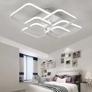 6 Lamp Square Modern Acrylic LED Energy Efficient Semi Flush Ceiling Light Fixture Cool White