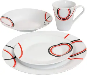 16pc Dinner Set Complete for Formal or Casual Dining - Includes Plates Bowls and Mugs - Dishwasher and Microwave Safe - Perfect