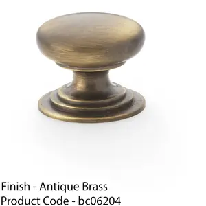 Stepped Round Door Knob - Antique Brass 25mm Classic Kitchen Cabinet Pull Handle