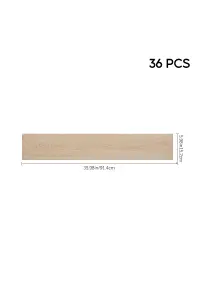 36 pcs Light Brown Waterproof Self Adhesive Woodgrain Effect Vinyl Floor Tiles, PVC Flooring Planks