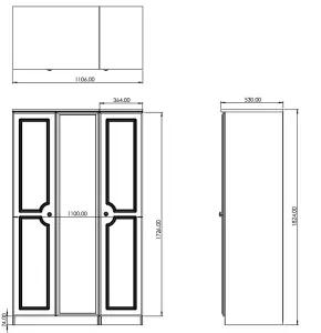 Kent Ready assembled Traditional Matt white & oak Large Triple Wardrobe (H)1825mm (W)1110mm (D)530mm