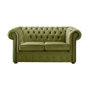 Chesterfield 2 Seater Fabric Malta Grass 12 Sofa