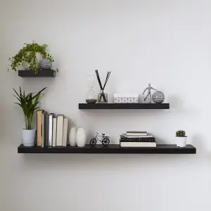 GoodHome Cusko Black Rectangular Floating shelf (L)60cm x (D)23.5cm