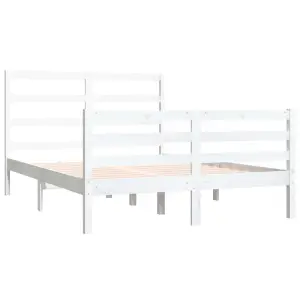 Berkfield Bed Frame White Solid Wood Pine 140x190 cm