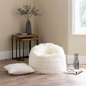 Dunelm Snowball White Cushion, Modern, Acrylic