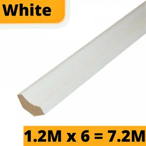 White Laminate Beading Scotia Edge Trim - 1.2M x 6 Total 7.2 Meters