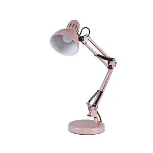 ValueLights Monda Retro Designer Style Adjustable Pink Metal Bedside Desk Table Lamp