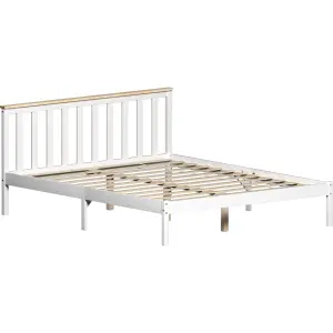 Vida Designs Milan White & Pine 5ft King Size Wooden Bed Frame - Low Foot End