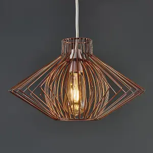 ValueLights Sinat Disperse Geometric Design Copper Wire Basket Cage Ceiling Pendant Light Shade and LED Bulb