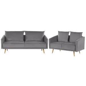 Beliani Glam Velvet Sofa Set Grey MAURA