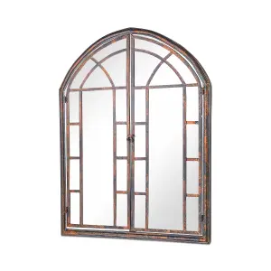 MirrorOutlet Chelsea Metal Arch shaped Decorative Window opening Garden Mirror 78cm X 61cm