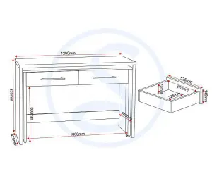 Seville 2 Drawer Slider Desk in Grey Gloss Light Oak Effect Veneer