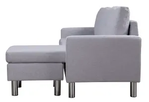 Elm Fabric Sofa with Matching Footstool, 3 Seater Settee in Grey