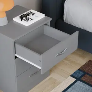 Maybery 3 - Drawer Bedside Table Nightstand Grey