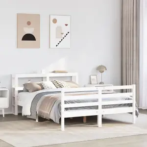 Berkfield Bed Frame without Mattress White 150x200 cm King Size Solid Wood Pine