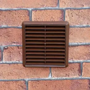 Kair Brown Louvred Wall Vent Grille 155mm External Dimension with 110mm x 54mm Rectangular Rear Spigot