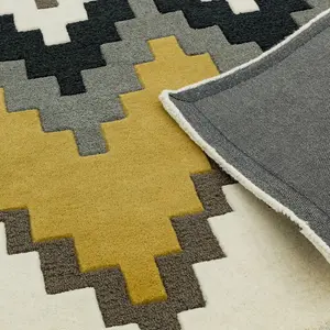 Mustard Wool Abstract Handmade Luxurious Modern Rug for Bedroom & Living Room-200cm X 300cm