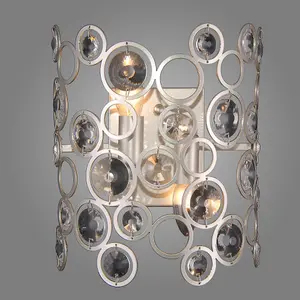 Luminosa Modern Wall Lamp Champagne Silver 2 Light , E14