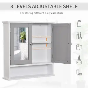 kleankin Wall Mounted Mirror Cabinet W/ Double Mirror Doors & Adjustable Shelf