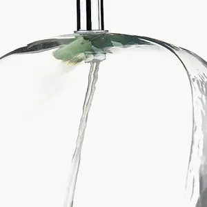 Neutral Clear Glass Table Lamp with Grey Shade