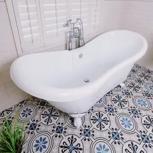 Clara 1750mm Double Ended Slipper Bath with White Claw & Ball Feet