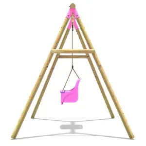 Rebo Wooden Garden Swing Set with Baby Seat - Pluto Pink