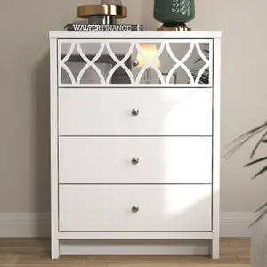 GFW Arianna 4 Drawer Chest with Mirror White