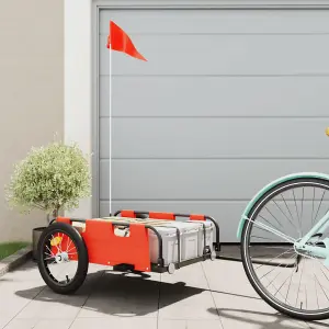 vidaXL Bike Trailer Orange Oxford Fabric and Iron