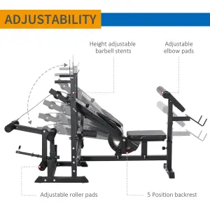 HOMCOM Multi-Exercise Full-Body Weight Bench with Bench Press & Leg Extension