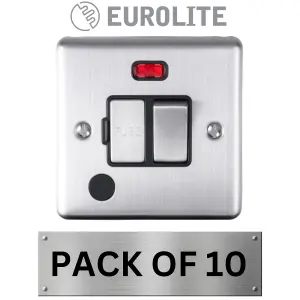 Eurolite 13A DP Switched Fused Spur With Neon & Flex Outlet: Satin Enhance Range - Black Trim (10 Pack)