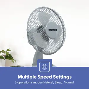 GEEPAS Grey 9" Table Fan - 22W Electric Portable Desktop Cooling Fan for Desk Home or Office Use