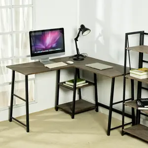 Charge L-Shape Desk Dark Brown / 75cm H x 120cm W x 120cm D