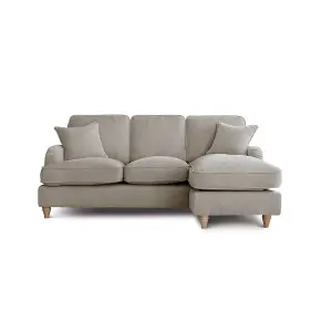 Sofas Express Tenby Beige Putty Right Hand Chaise Tailored Pleat Manhattan Sofa