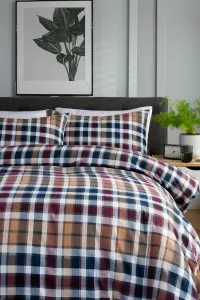 TLC Newbury Check Printed Brushed 100% Cotton Bedlinen Duvet set