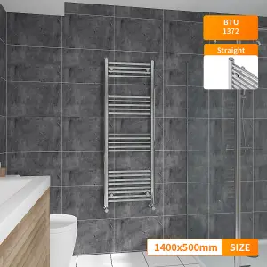 Right Radiators 1400x500 mm Straight Heated Towel Rail Radiator Bathroom Ladder Warmer Chrome