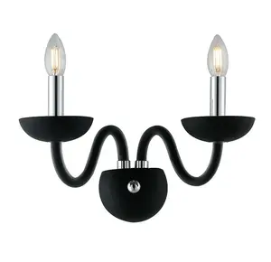 Luminosa ALFIERE Twin 2 Light Candle Wall Light Black 37x26x23cm