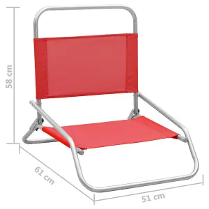 Berkfield Folding Beach Chairs 2 pcs Red Fabric