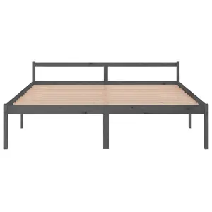 Berkfield Bed Frame Grey Solid Wood Pine 200x200 cm