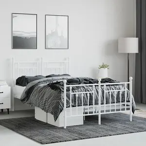 Berkfield Metal Bed Frame with Headboard and Footboard White 120x200 cm