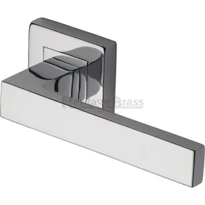 Heritage Door Handle Lever Latch on Square Rose Delta Sq Design (Set of 2) Polished Chrome