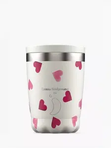 Chilly's Emma Bridgewater Pink Hearts Double Wall Insulated Travel Mug, 340Ml, White/Pink