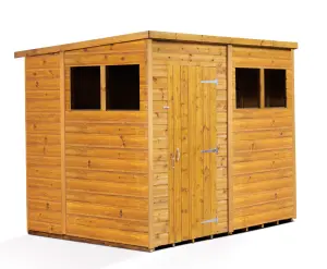 Empire Modular Pent 8x6 dipped treated tongue and groove wooden garden shed with windows (8' x 6' / 8ft x 6ft) (8x6)