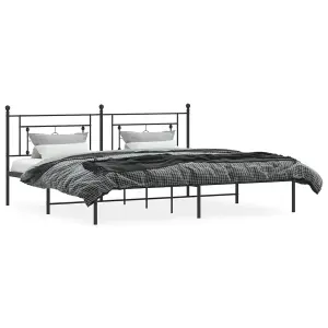 Berkfield Metal Bed Frame without Mattress with Headboard Black 193x203cm